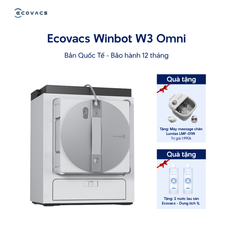Robot Lau Kính Ecovacs Winbot W3 Omni – Làm Sạch Kính Tự Động Thế Hệ Mới