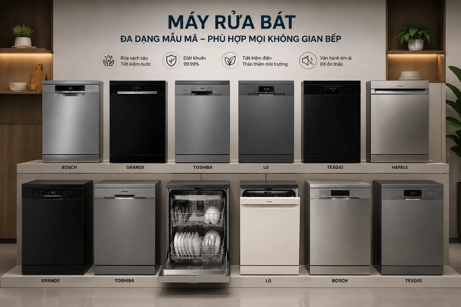 Các mẫu máy rửa bát đa dạng thương hiệu tại Bếp Sành