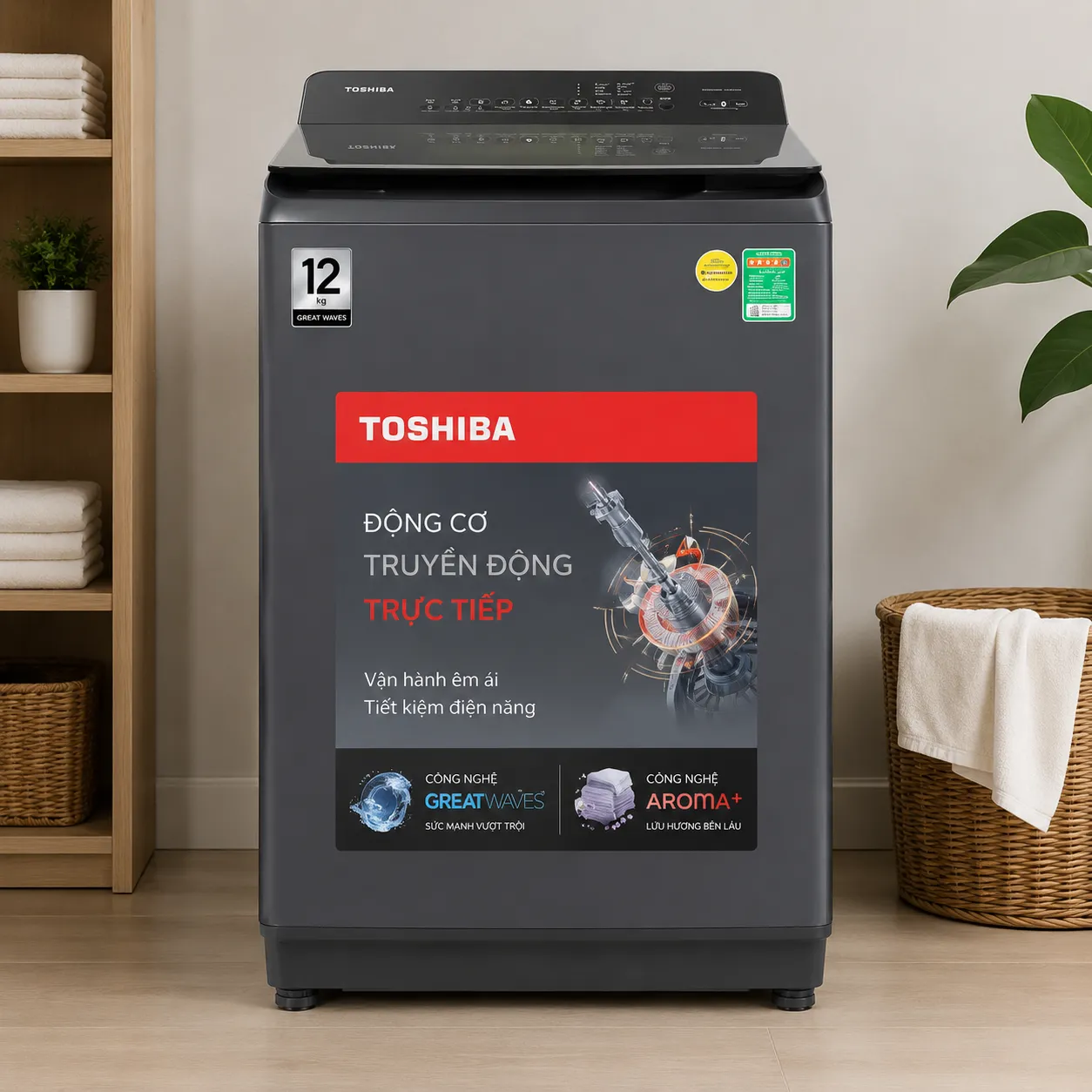 Máy Giặt Chính Hãng – Tiết Kiệm Điện, Giặt Sạch Hiệu Quả 14 Máy giặt Toshiba cửa trên 12Kg Origin Inverter