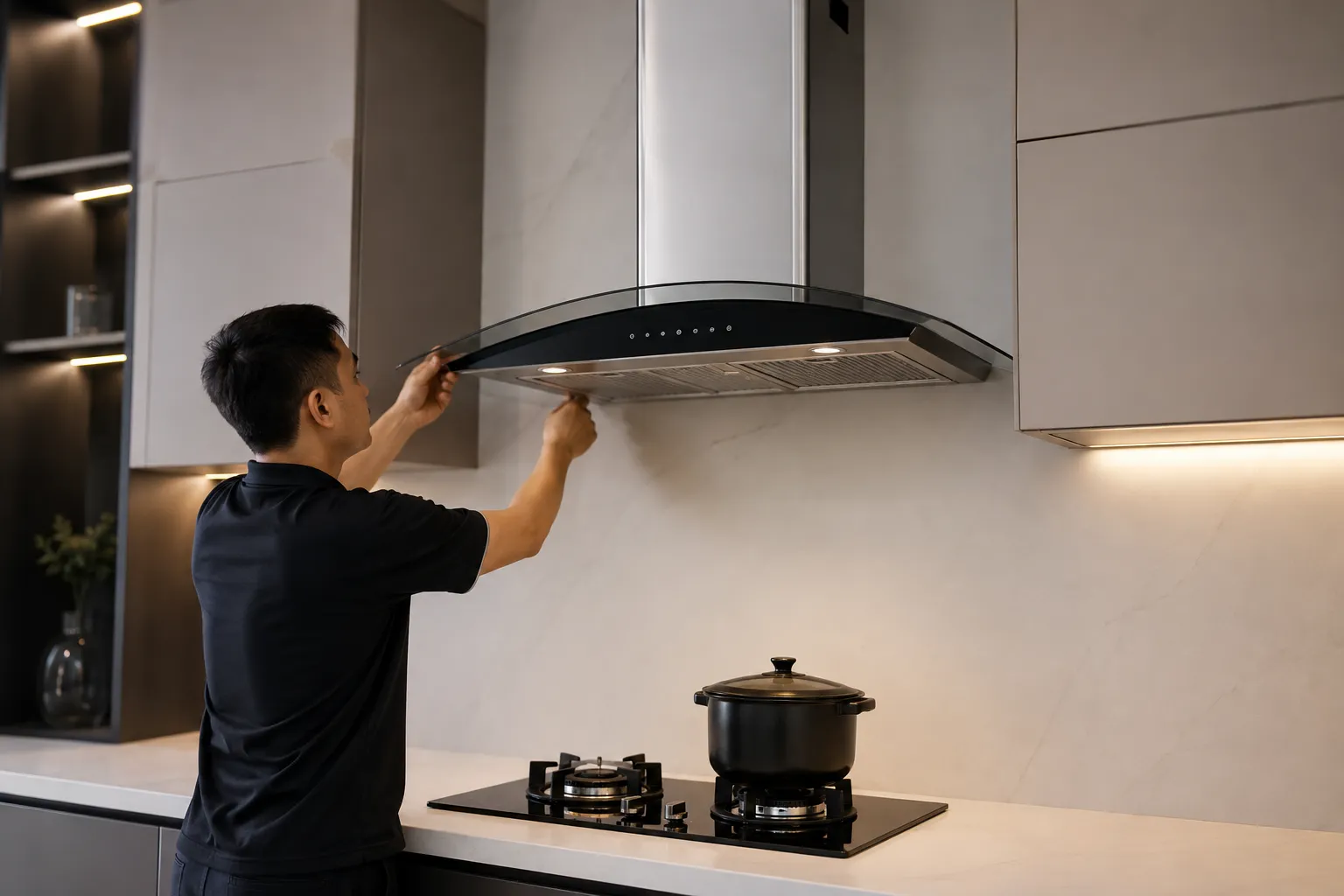 Máy hút mùi hỗ trợ khử khói và mùi thức ăn trong gian bếp
