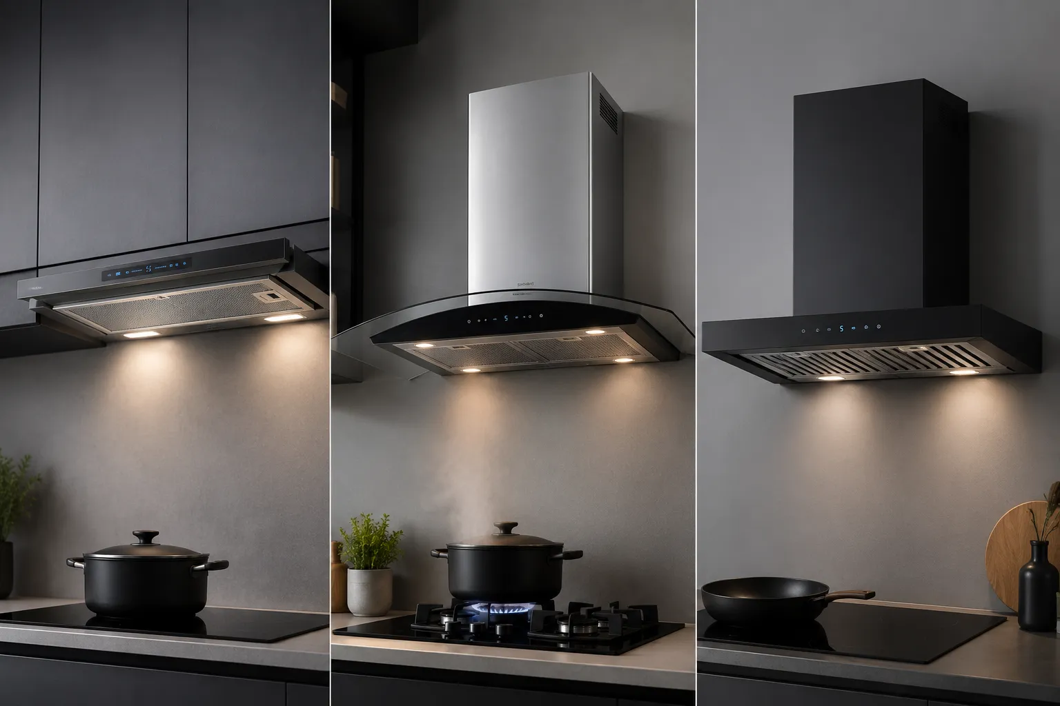 Các kiểu máy hút mùi phổ biến cho nhiều không gian bếp