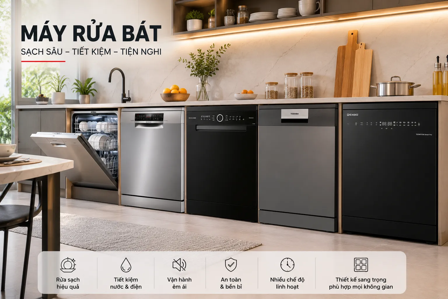 Máy rửa bát chính hãng hiện đại cho gia đình
