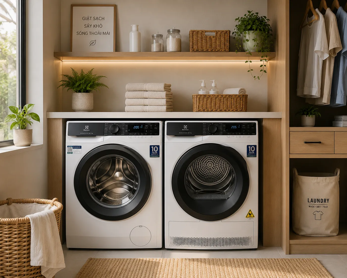 So sánh máy giặt và máy sấy để lựa chọn thiết bị phù hợp với nhu cầu sử dụng và không gian gia đình.